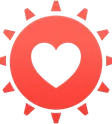 WhisperWake — a coral sun with a heart cutout